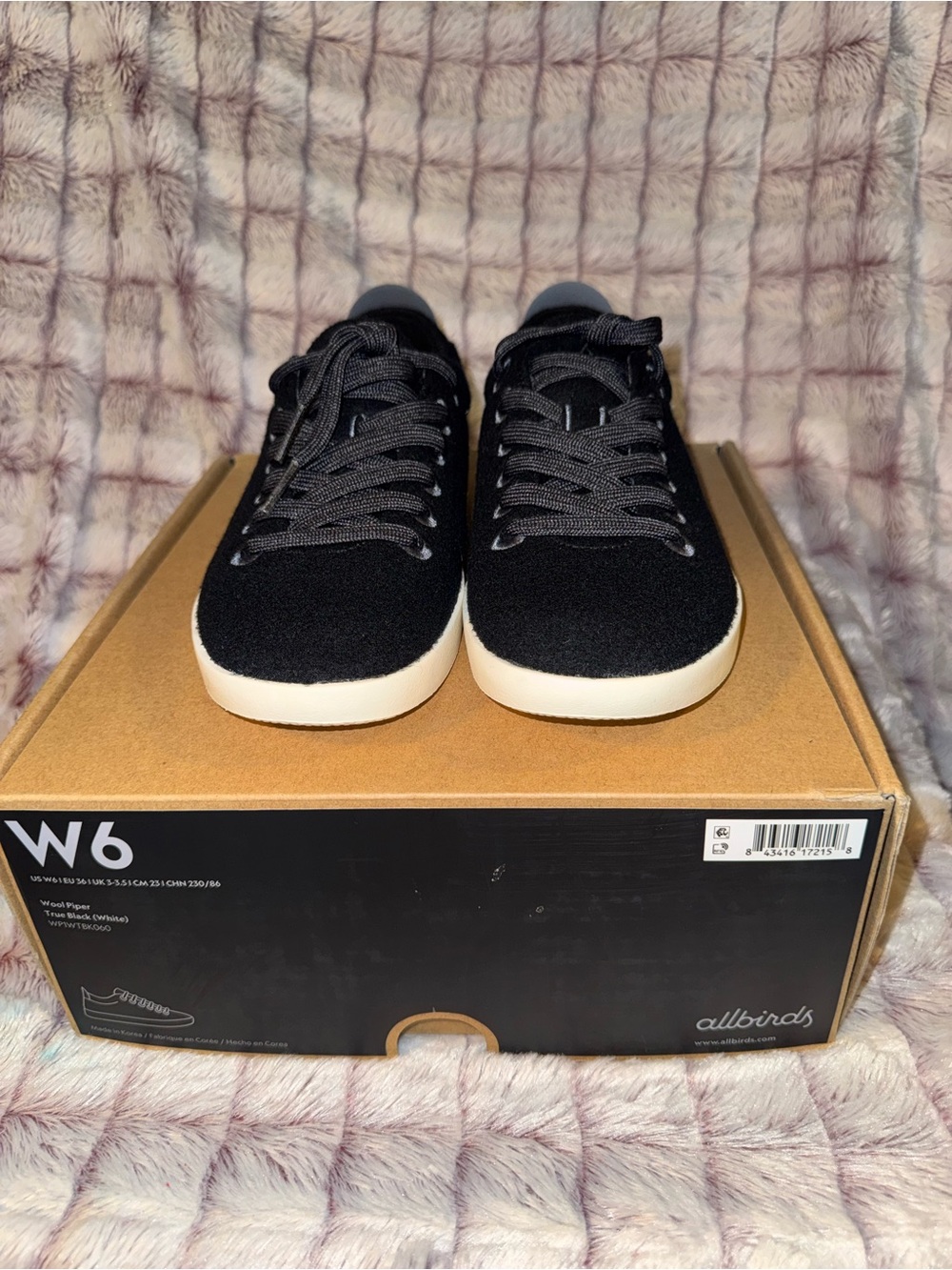 allbirds Men's Black Knit Sneakers with White Sole